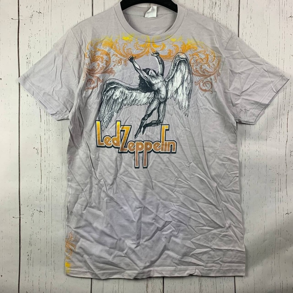 Vintage Led Zeppelin Rock and Roll Large Bay J Island Casual T-Shirt New Men